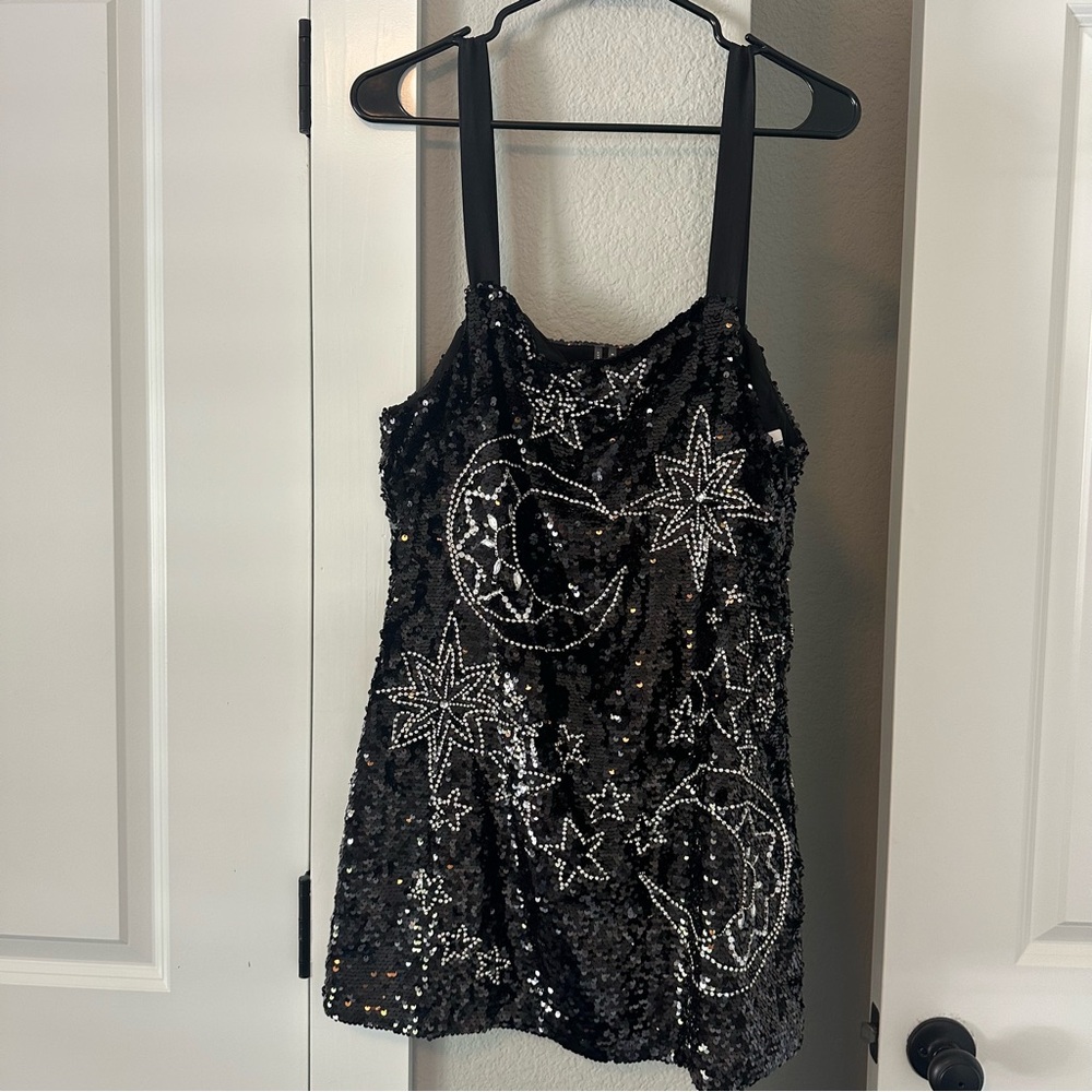 Anthropologie Black Sequin Dress